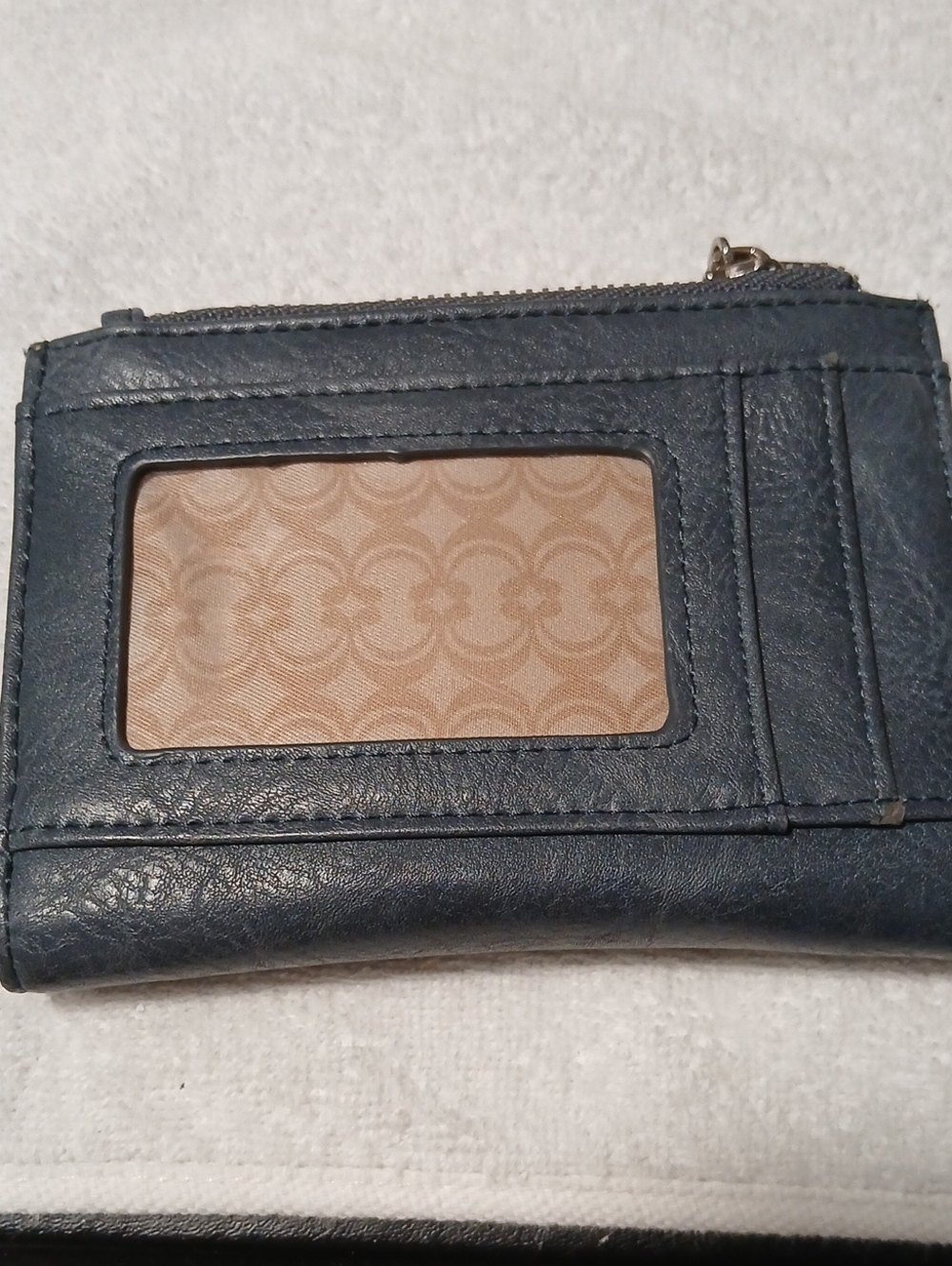 Compact Navy Card & ID Holder with Clear Window